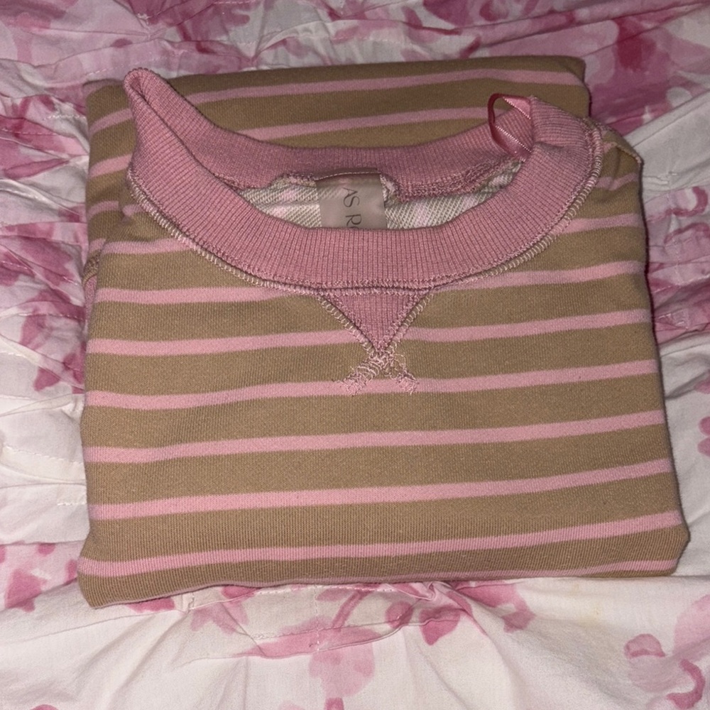Altar'd State Pink and Tan Striped Sweater